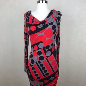 Eva Franco Geometric Print Bodycon Dress Size 6